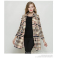 Houndstooth Europa Fashion Style Lange Damen Mantel für den Winter